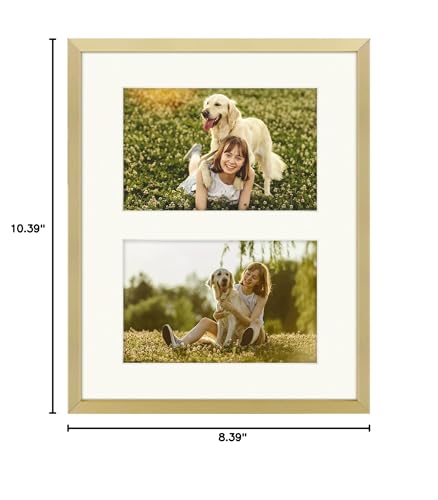 Golden State Art, 4x6 Aluminum Collage Frame, Displays 6x4 Pictures With 2 Openings Mat or One 8x10 Photo, Real Glass, Portrait/
